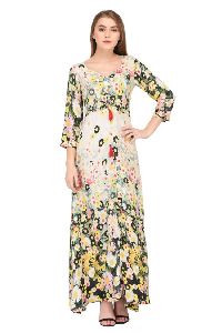 Offwhite Floral Printed Maxi Dress