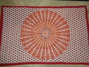 WHITE PRINTED MANDALA TAPESTRY FROM INDIA