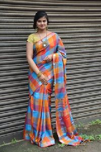 Multi Colour Linen Saree