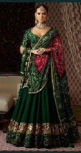 Heavy Bridal Wear Green Lehenga Choli