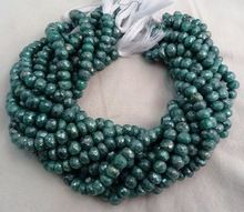 Dyed Emerald Silver Coated Rondelle Beads Strand