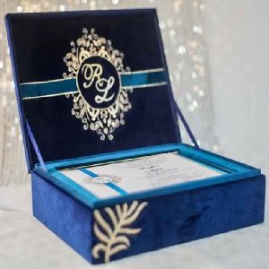 Blue Velvet Hand Embroidered Box