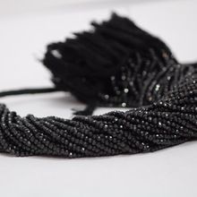 Black Spinel Gemstone Faceted Rondelle Beads