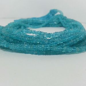 Blue Apatite Plain Square Beads