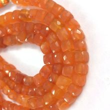 Carnelian Faceted Box Cube Beads