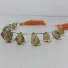 Champagne Quartz Faceted Twisted Pears Briolette Beads