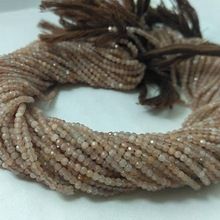 Chocolate Moonstone Micro Faceted Beads Strand