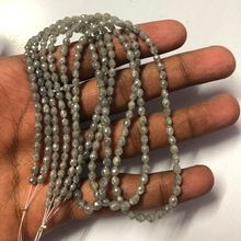 Gray Diamond Faceted Oval Beads Strand