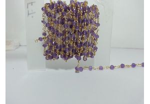 Natural Amethyst Faceted Rondelle Beads Rosary Chain