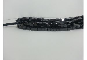 Natural Black Spinel Plain Smooth Cube Box Shaped Beads Strand
