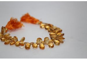 Natural Citrine Faceted Pear Briolette Beads