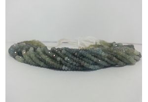 Natural Moss Aquamarine Multi Faceted Rondelle Beads