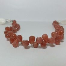 Peach Moonstone Plain Teardrop Beads
