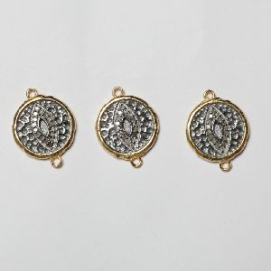 Round Disc With Evil Eye Natural Diamond Charms