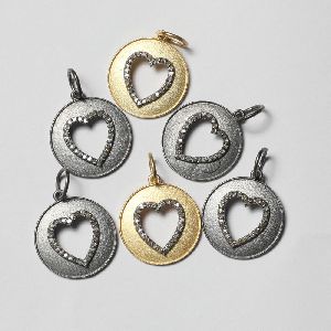 Round With Heart Charm Natural Diamond Charms