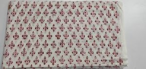 2.5 meter Flower Print Hand block Printed Cloth Cotton white and red Fabric
