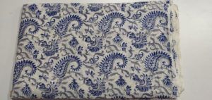 2.5 meter Hand block Printed Cloth Cotton blue brown mix flower Fabric