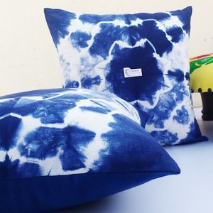 2 Pcs Lot Beautiful And Natural Blue Color Hand Made Resist Dyeing Decorative Pillow Case