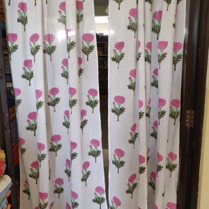 Cotton Dense glub beautiful flower Hand Block Print Sun Light Door Curtain