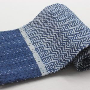 Geometric Blue Color Cotton Kantha Quilt