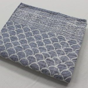 Hand Block Blue Color Patchwork Bedspread Cotton Kantha Quilt