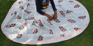 Indian Hand Block Bagru Printed Pure Cotton Women Skirt Floral Print Jaipuri Ghagra