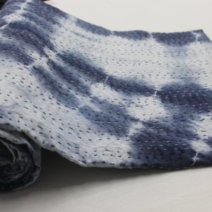 Indigo Blue Handmade Tie Dyed Cotton Kantha Quilt