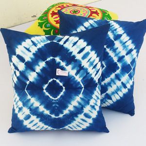 Lot Indian Mandala Hand Made Pure Cotton Indigo Blue Color Cushion