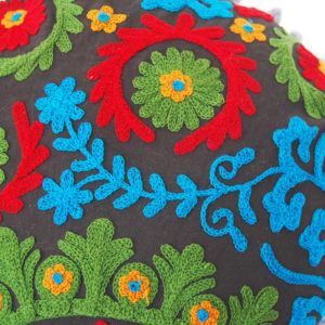 Multi Color Hand Block Cotton Suzani Embroidered Cotton Cushion Cover