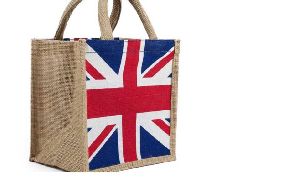 Jute Bag with English Union Jack Flag Print