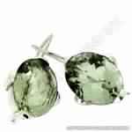Green Amethyst Faceted Silver Earring