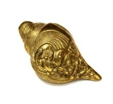 Hand Engraved Brass Hinduism Blow Conch Shell