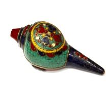 Handcrafted Gemstone Studded Blow Conch Shell Shankha