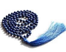 Natural Lapis Lazuli Gemstone Tassel Round Beads Mala