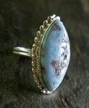 Rare Larimar Gemstone Sterling Silver Ring
