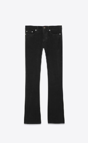 Low-rise bootcut jeans in black corduroy