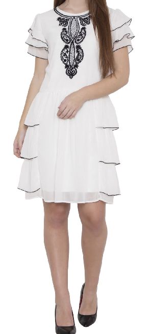 White Layered Mini Dress