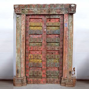 WOODEN PAINTED CARVED DOOR