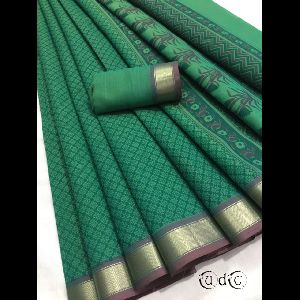 block printed pure cotton sarees