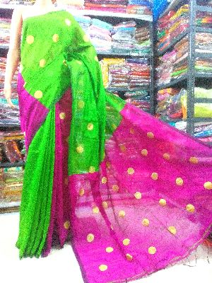 Handloom Silk Cotton Zari Ball Butta Saree
