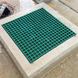 Square Gray And Green FRP Grating Manhole Cover