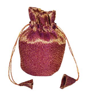 Purple Golden Shade Brocade Potli bags