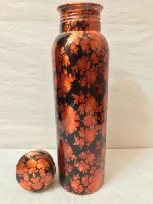Flower Printed Copper Bottle