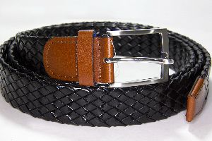 Black Weaved Leather Belt