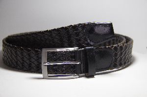 Mens Black Braided Leather Belt