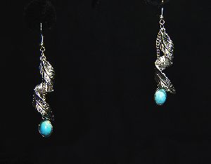 Silver Plated Turquoise Stone Earring Set