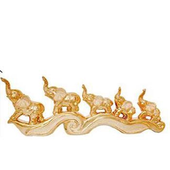 Gold Plated Elephants Statue