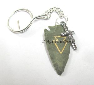 Mix Agate Carved Arrowheads Keyrings