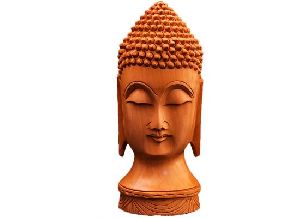 Wooden Buddha Face Statue