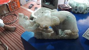 Marble Elephant Tiger Fight Statue